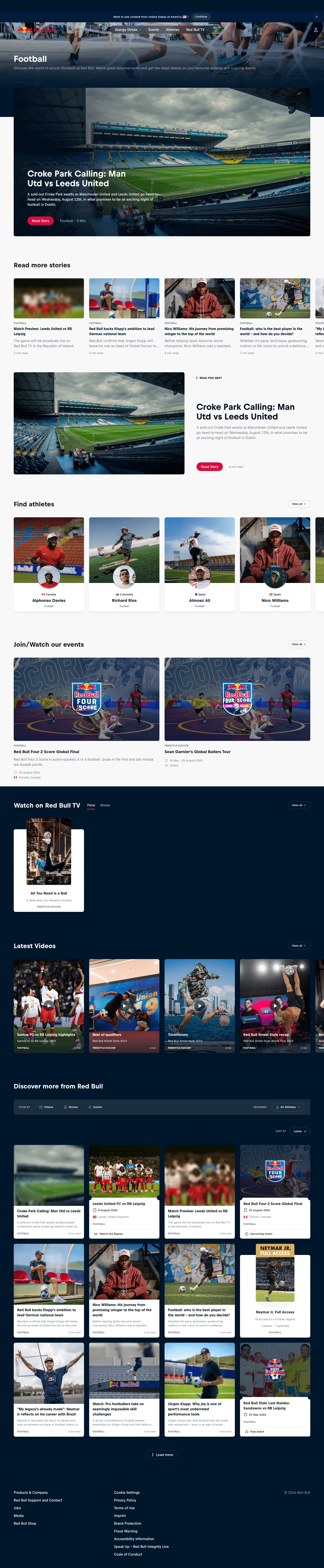redbull.com/ie-en/tags/soccer on desktop, full screenshot