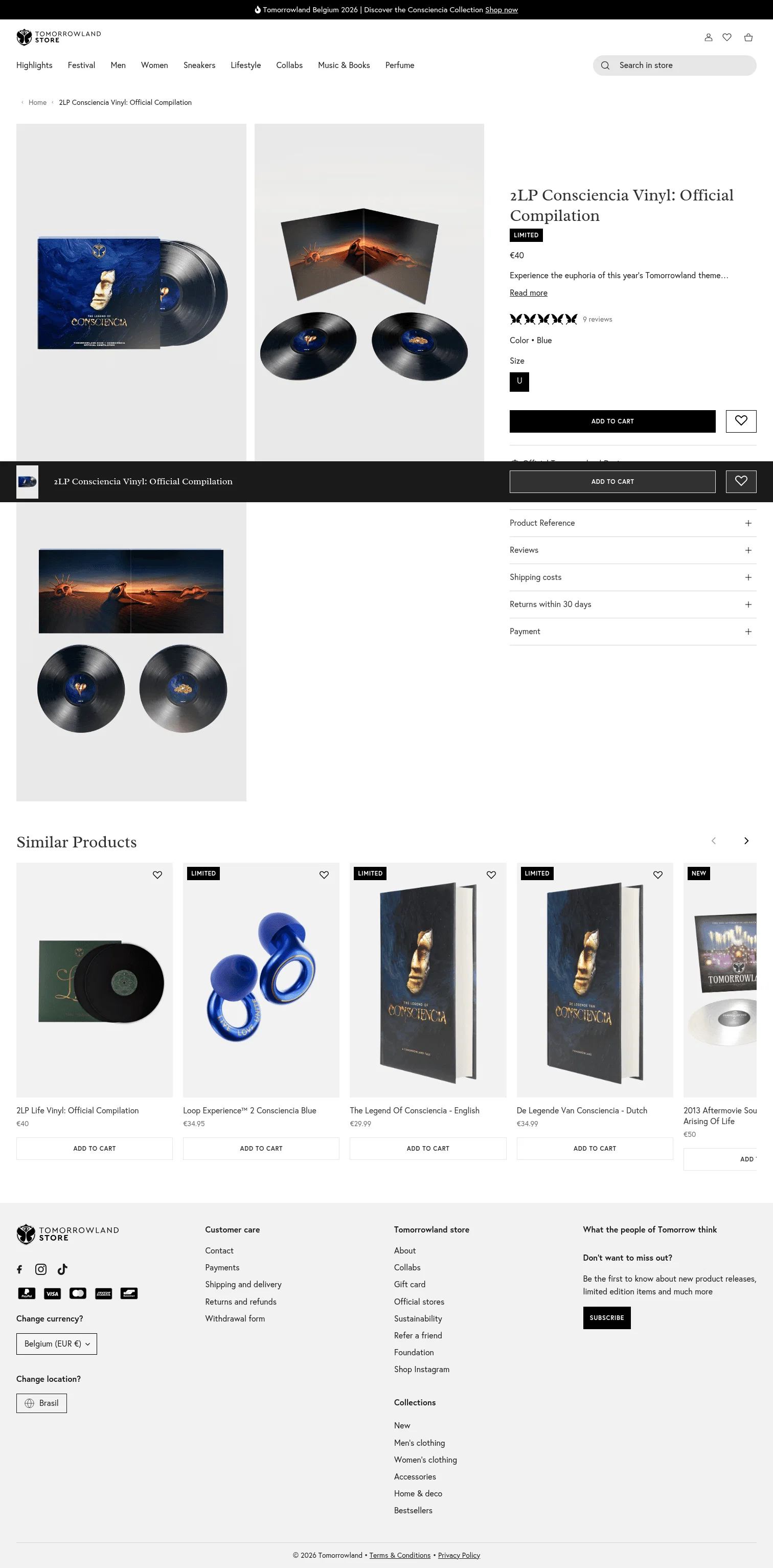 store.tomorrowland.com/products/2lp-consciencia-vinyl on desktop
