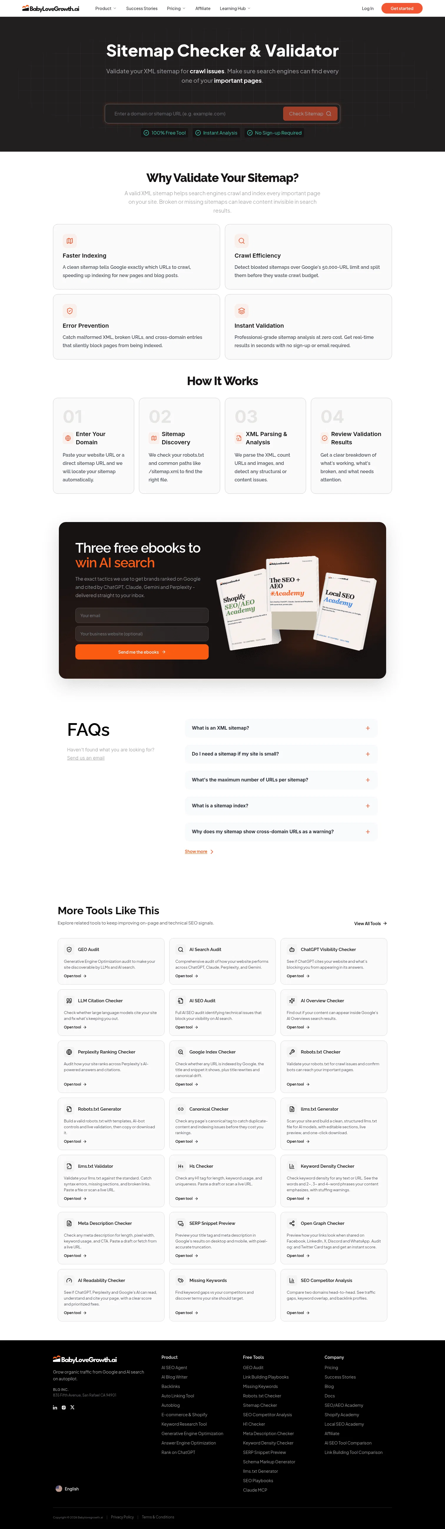 babylovegrowth.ai/en/free-tools/sitemap-checker on desktop