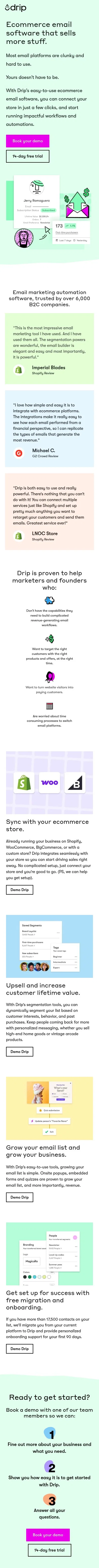 drip.com/ecommerce-email-software-ppc on mobile