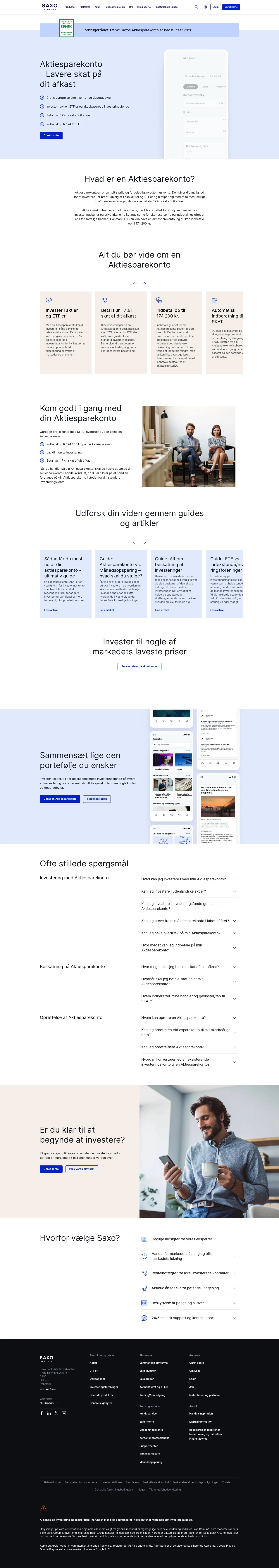 home.saxo/da-dk/accounts/aktiesparekonto on desktop