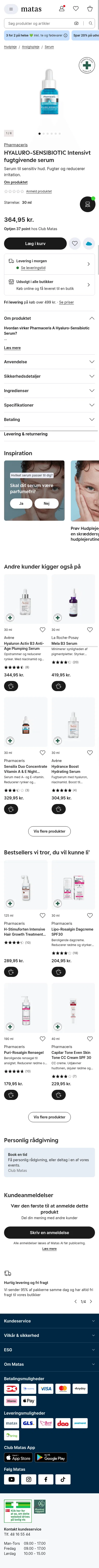 matas.dk/pharmaceris-fugtgivende-serum-30-ml on mobile