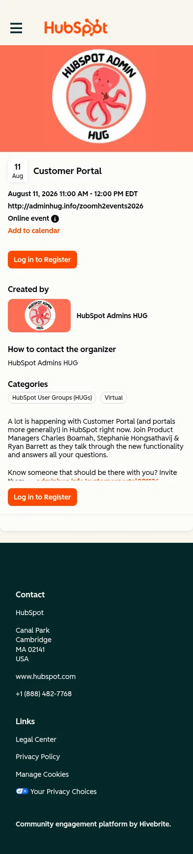 events.hubspot.com/events/276587 on mobile, full screenshot