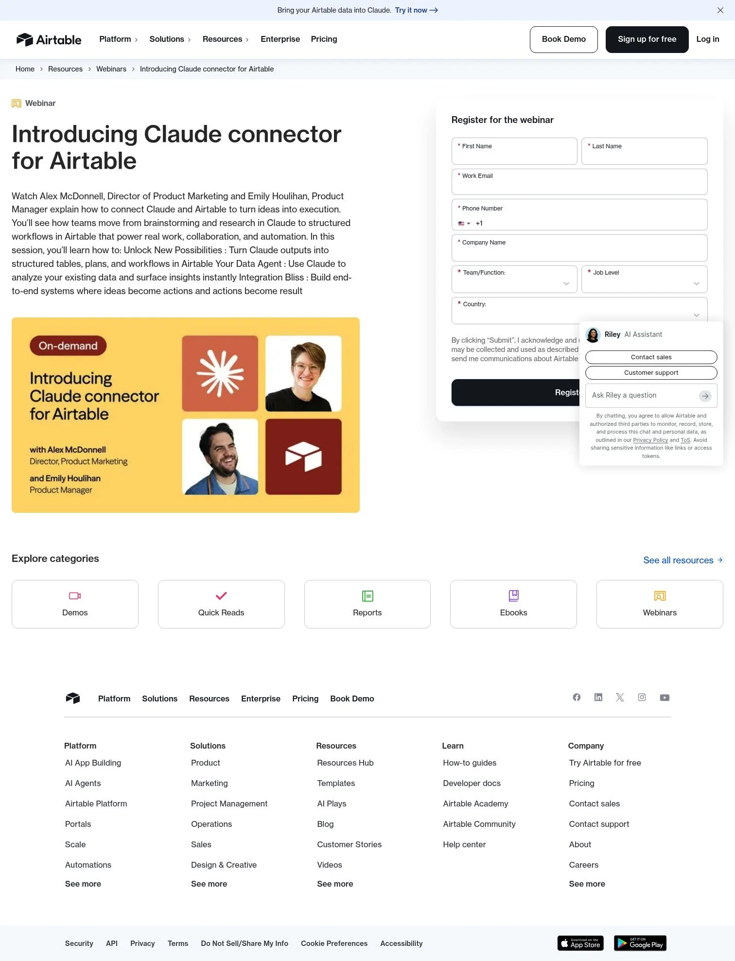 Airtable landing page