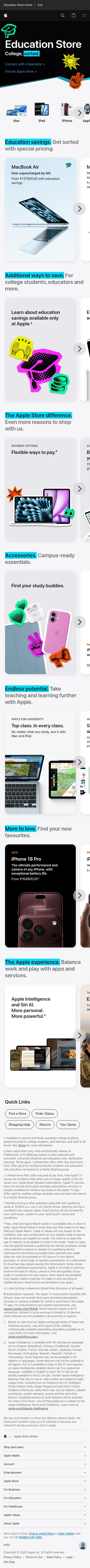 apple.com/in-edu/store on mobile