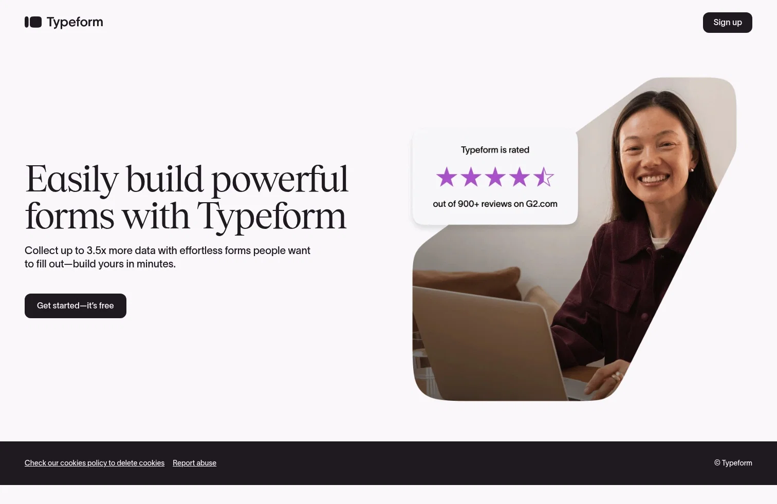 Typeform landing page