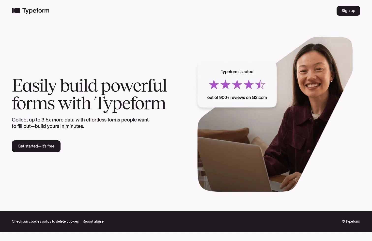 typeform.com/try/short-form on desktop, full screenshot