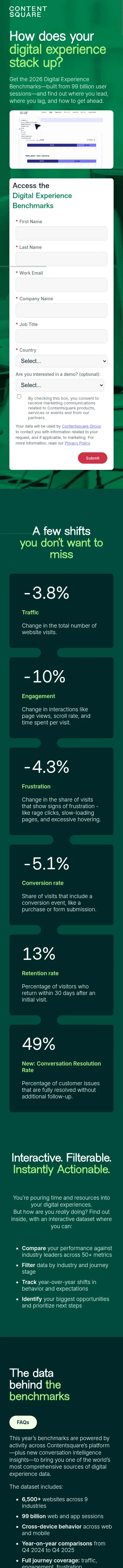 go.contentsquare.com/en/digital-experience-benchmark on mobile, full screenshot