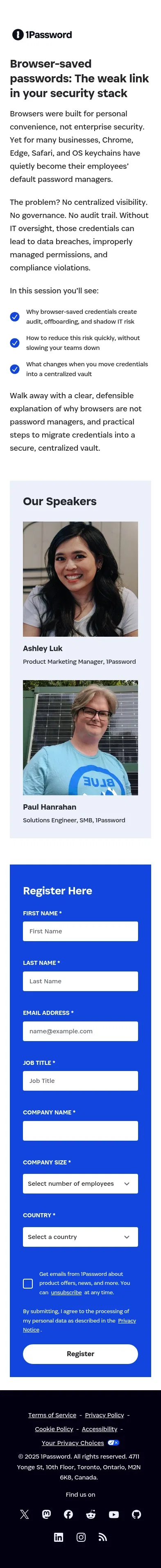 1password.com/webinars/browser-saved-passwords-the-weak-link-in-your-security-stack on mobile, full screenshot
