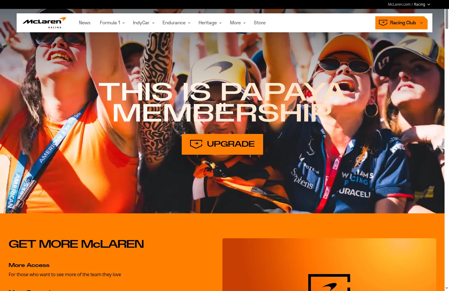Mclaren landing page