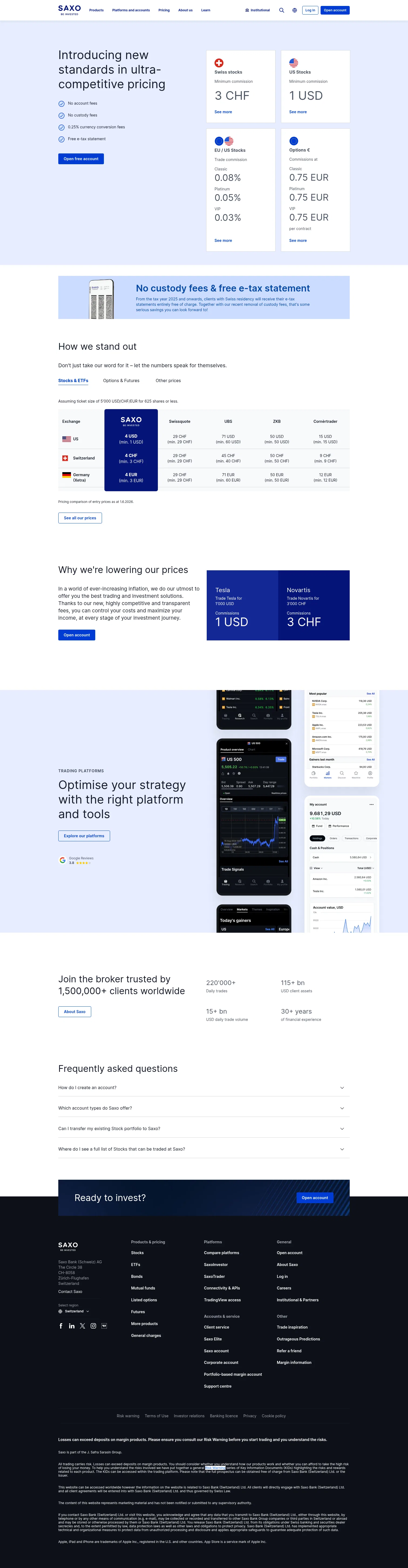 home.saxo/en-ch/campaigns/invest-for-less on desktop, full screenshot