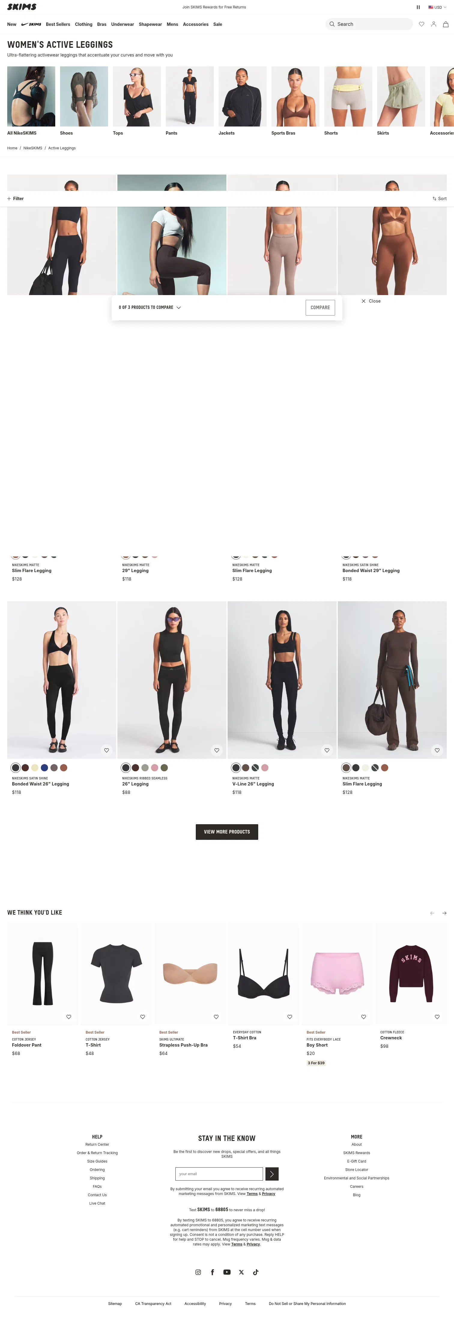 skims.com/collections/nikeskims-tights-leggings on desktop, full screenshot