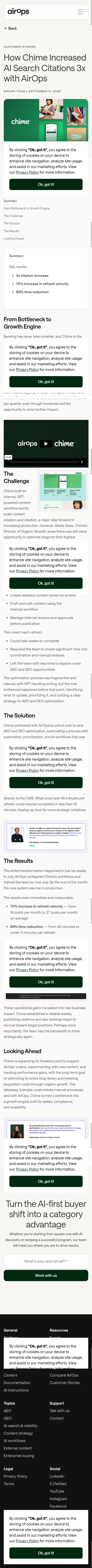 airops.com/blog/chime-case-study on mobile, full screenshot