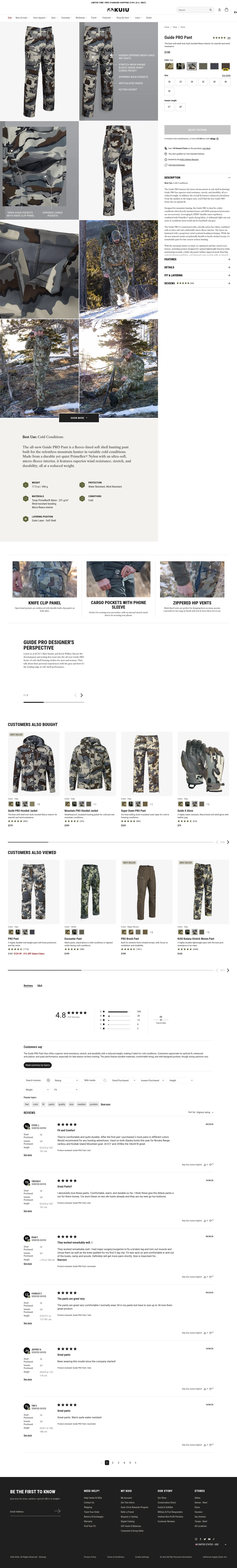 kuiu.com/products/guide-pro-pant-vias-camouflage on desktop, full screenshot