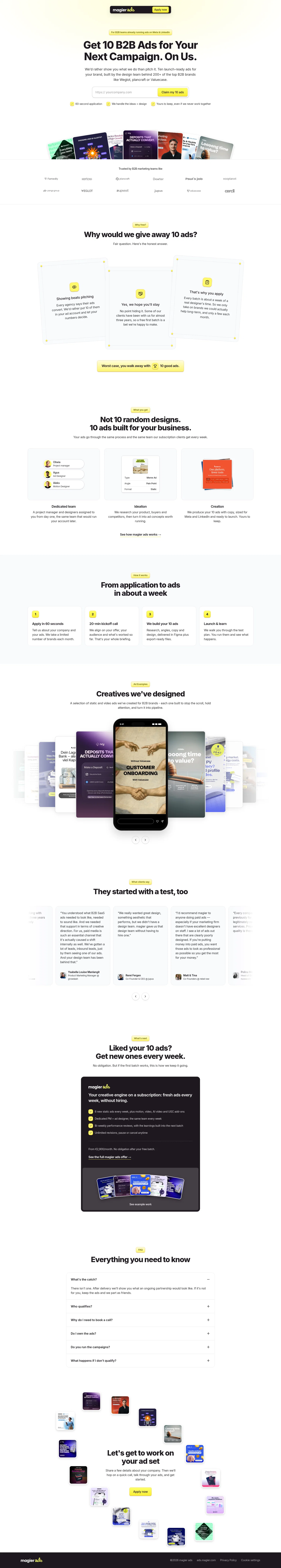 Magier landing page