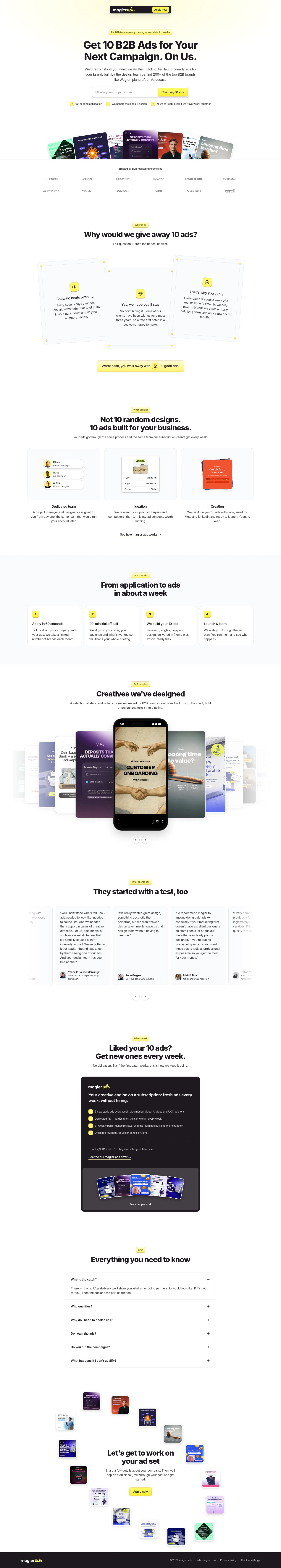 go.magier.com/ad-creatives on desktop, full screenshot