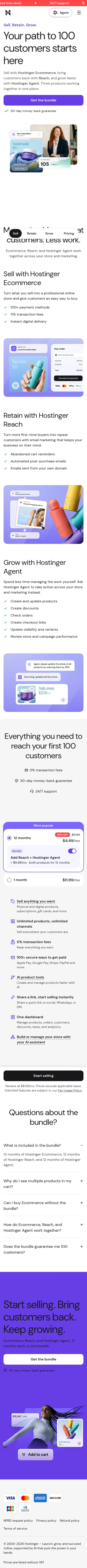 hostinger.com/first-100-customers-bundle on mobile