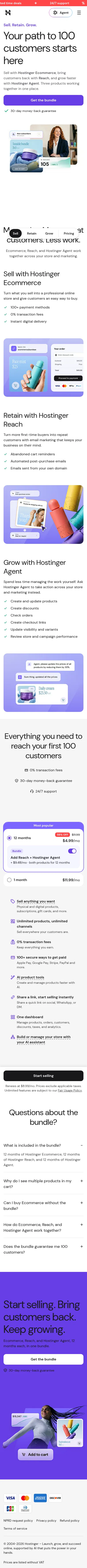 hostinger.com/first-100-customers-bundle on mobile, full screenshot