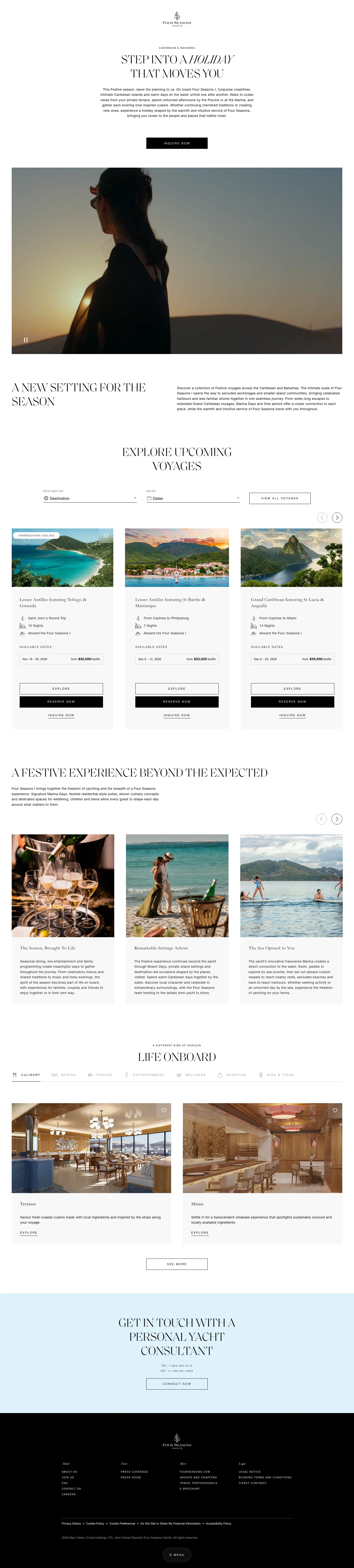 Four Seasons Hotels and Resorts landing page