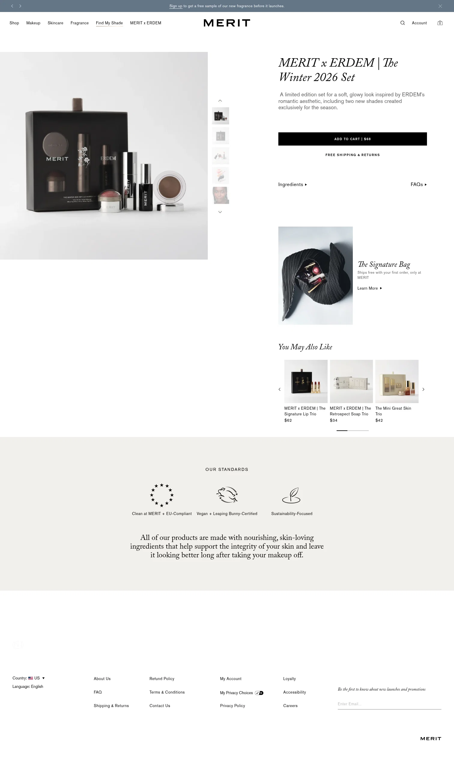 Merit Beauty landing page