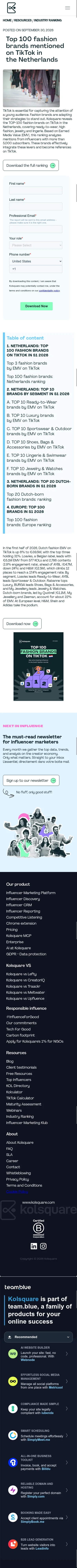 kolsquare.com/en/industry-ranking/top-100-fashion-brands-mentioned-on-tiktok-in-the-netherlands on mobile