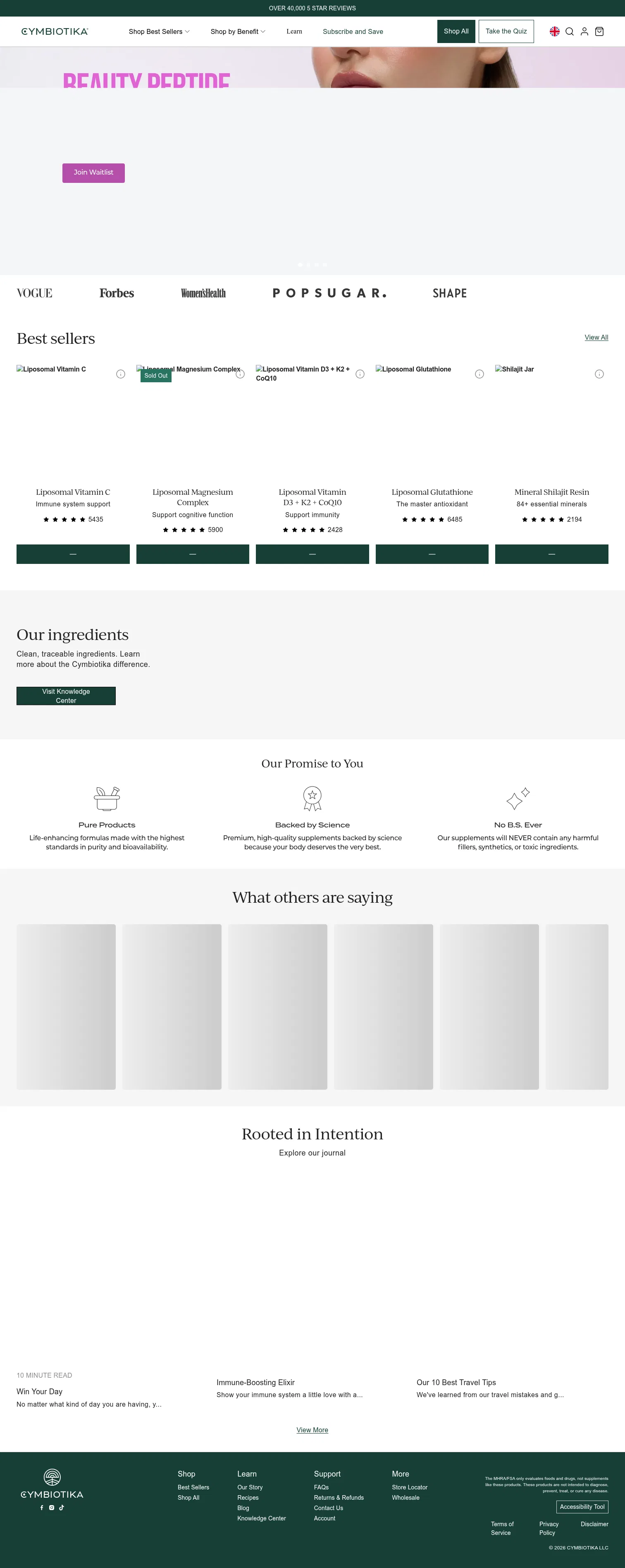 cymbiotika.co.uk on desktop, full screenshot