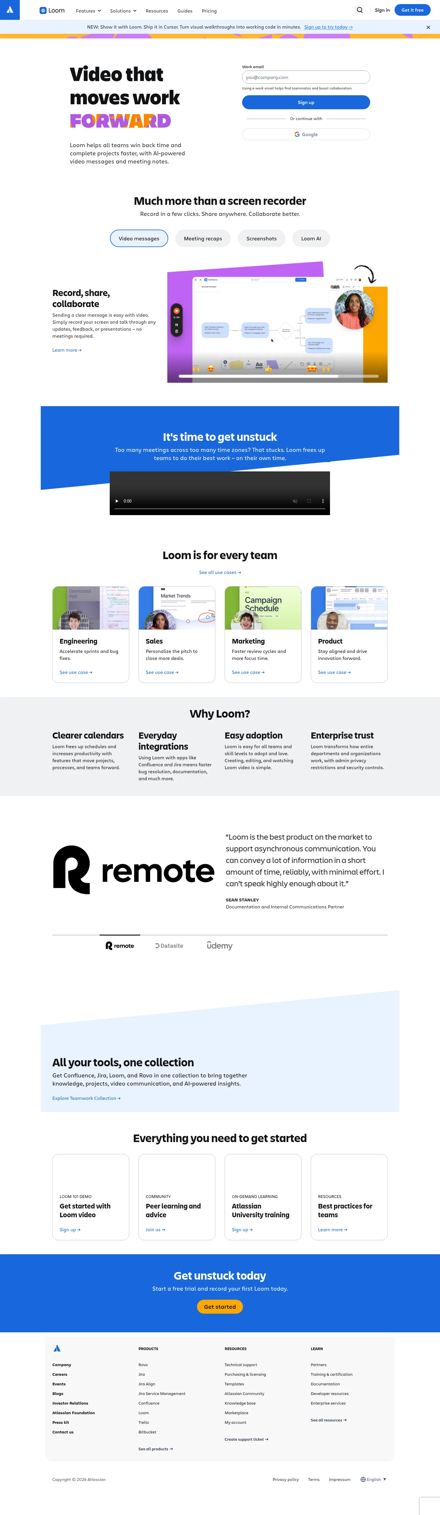 atlassian.com/software/loom on desktop, full screenshot