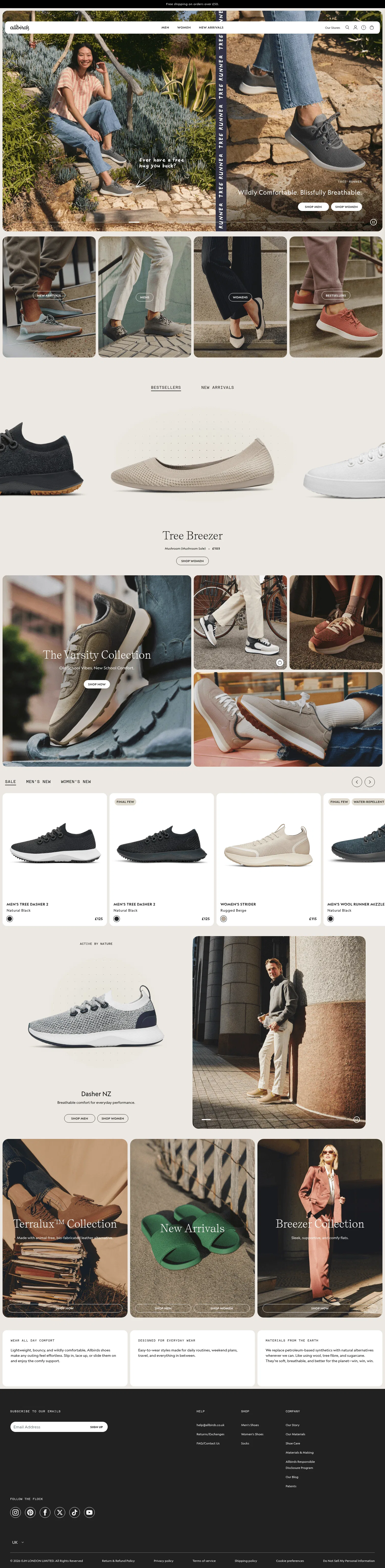 allbirds.co.uk on desktop, full screenshot