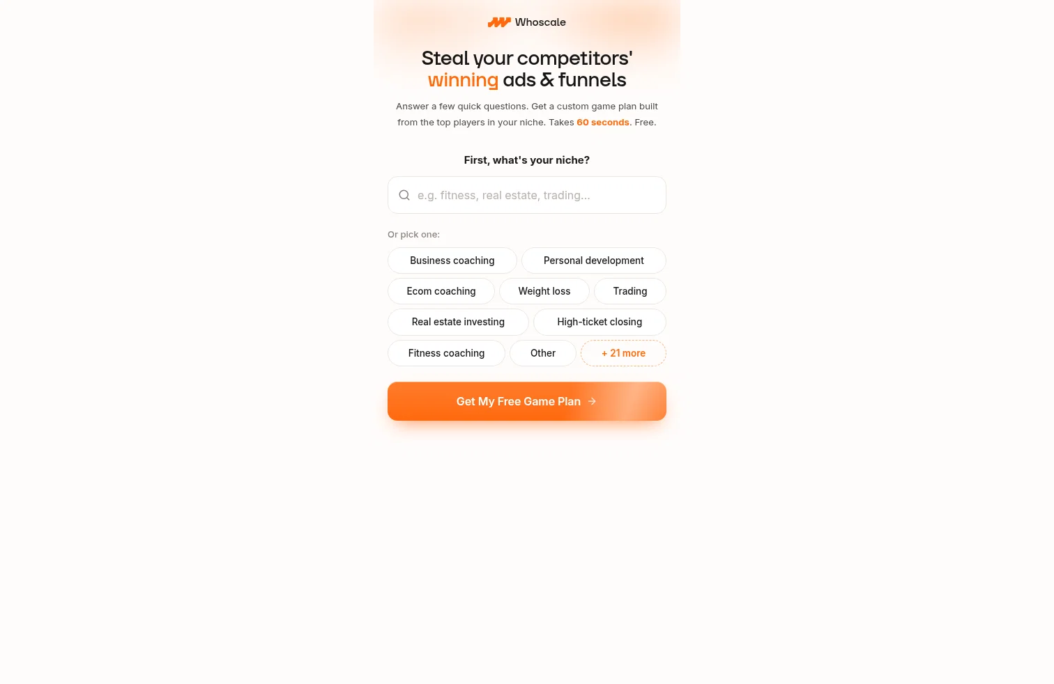 Whoscale landing page
