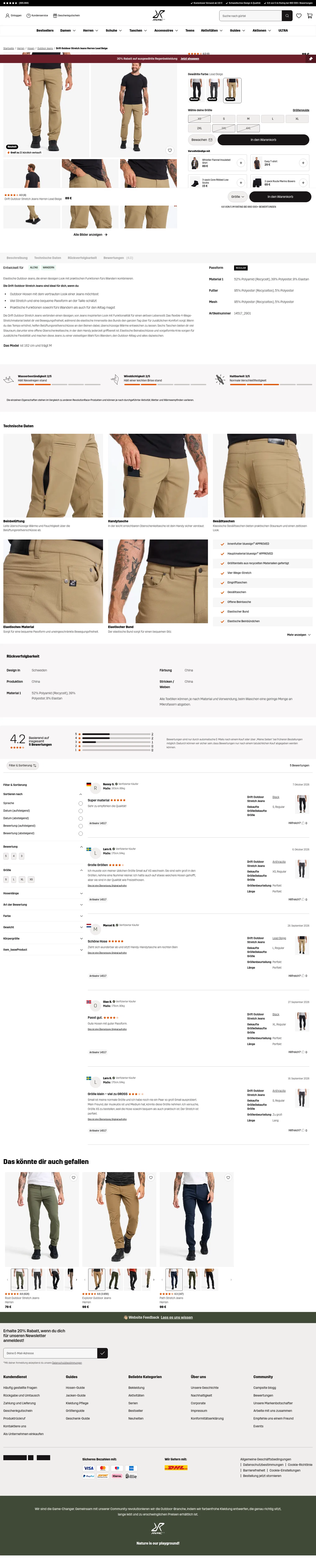 revolutionrace.de/herren/hosen/outdoor-jeans/drift-outdoor-stretch-jeans-men on desktop, full screenshot