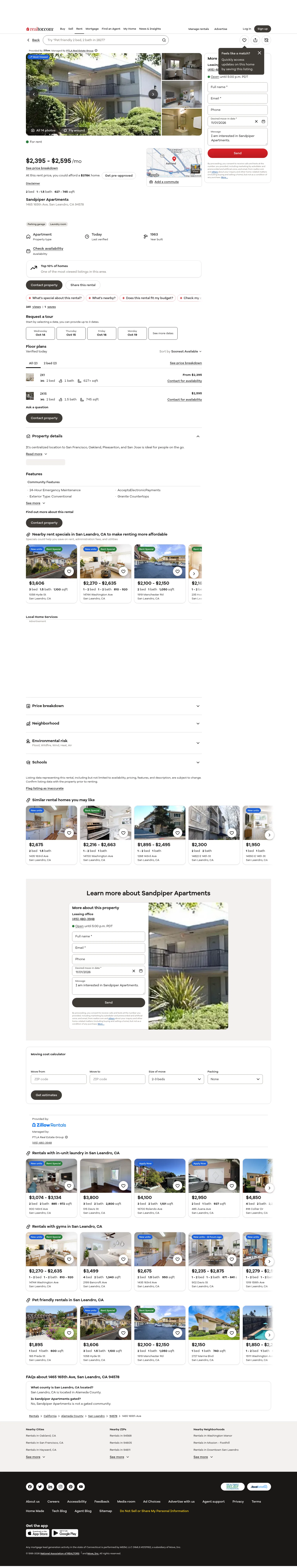 realtor.com/rentals/details/San-Leandro_CA_94578_M98270-16468 on desktop, full screenshot