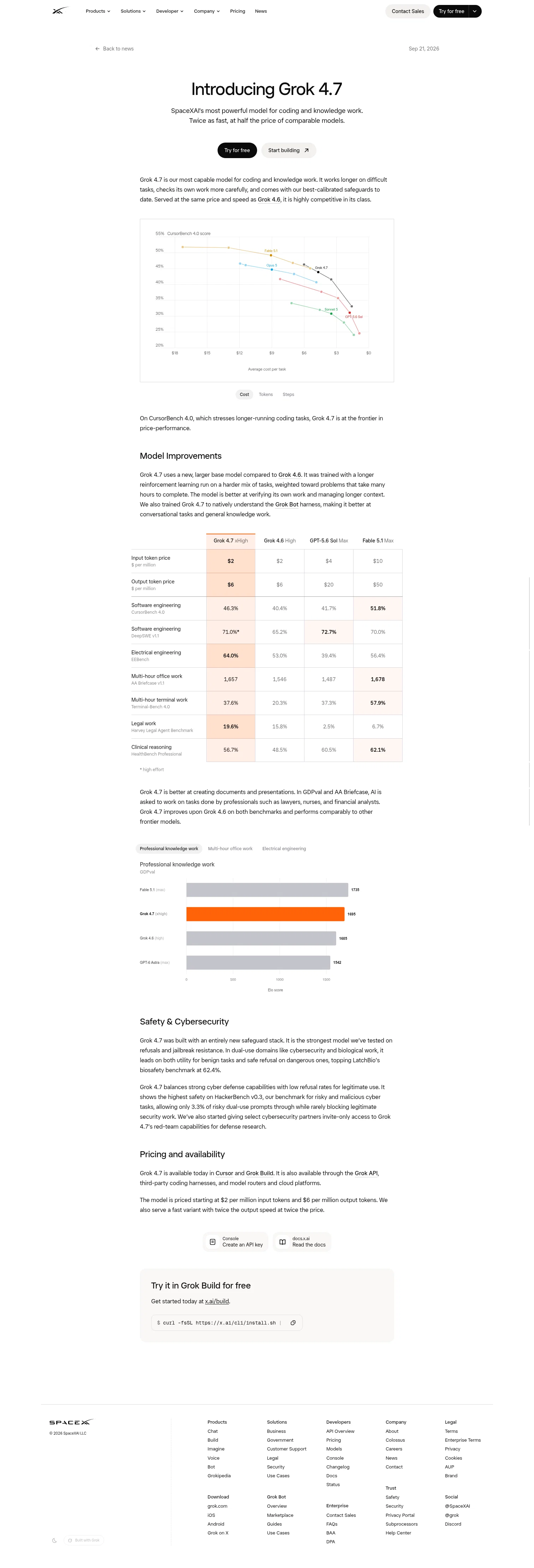 Grok by SpaceXAI landing page