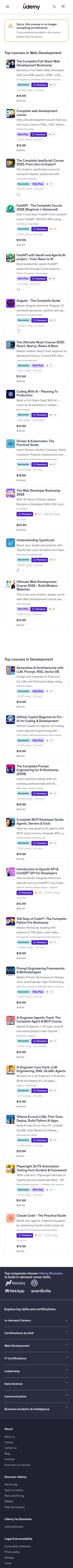 udemy.com/komple-web-developer-kursu on mobile, full screenshot