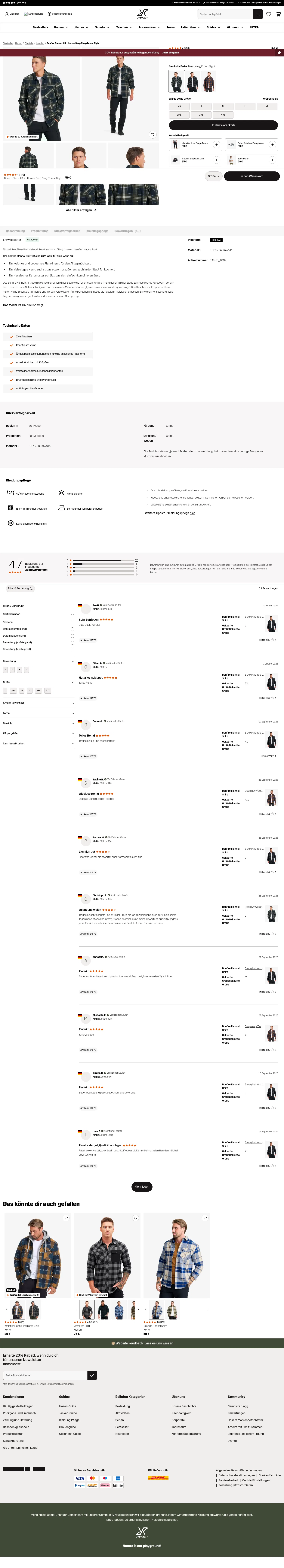 revolutionrace.de/herren/oberteile/hemden/bonfire-flannel-shirt-men on desktop, full screenshot