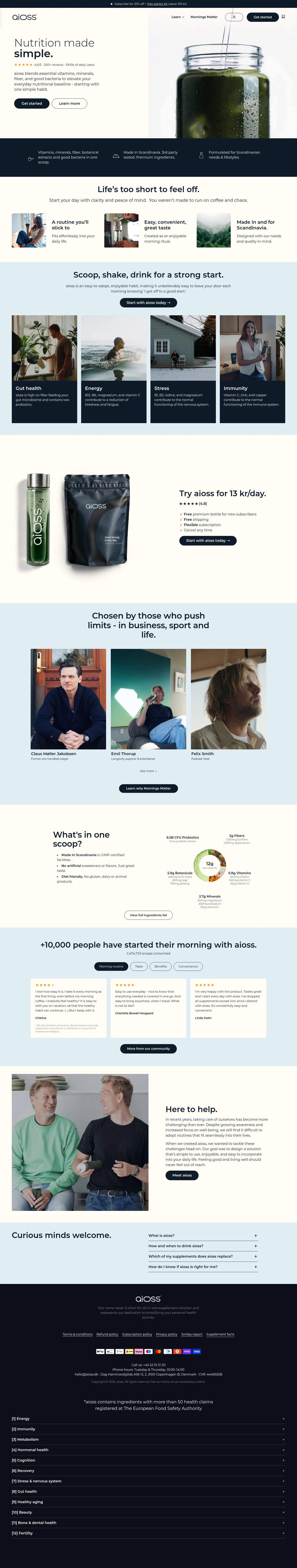Aioss landing page