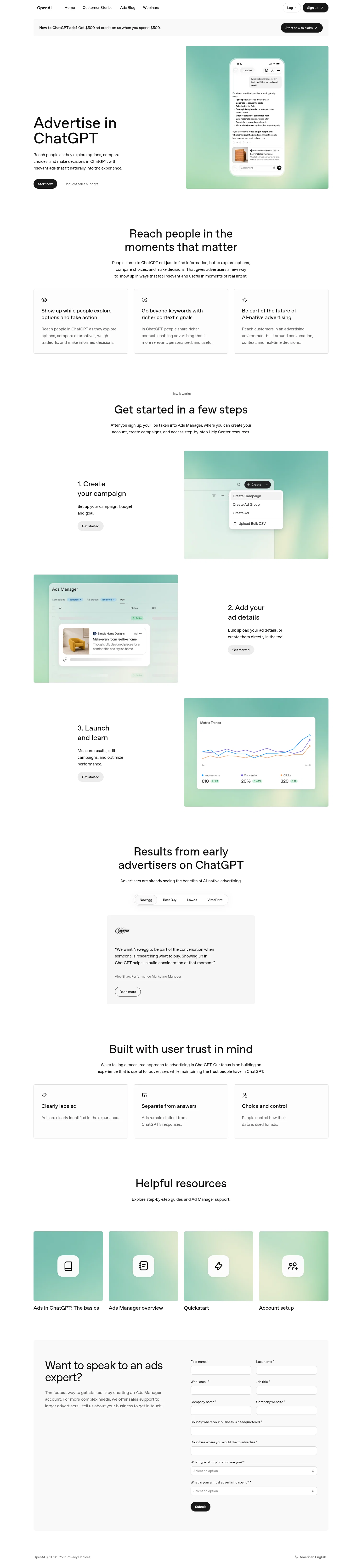 ads.openai.com on desktop