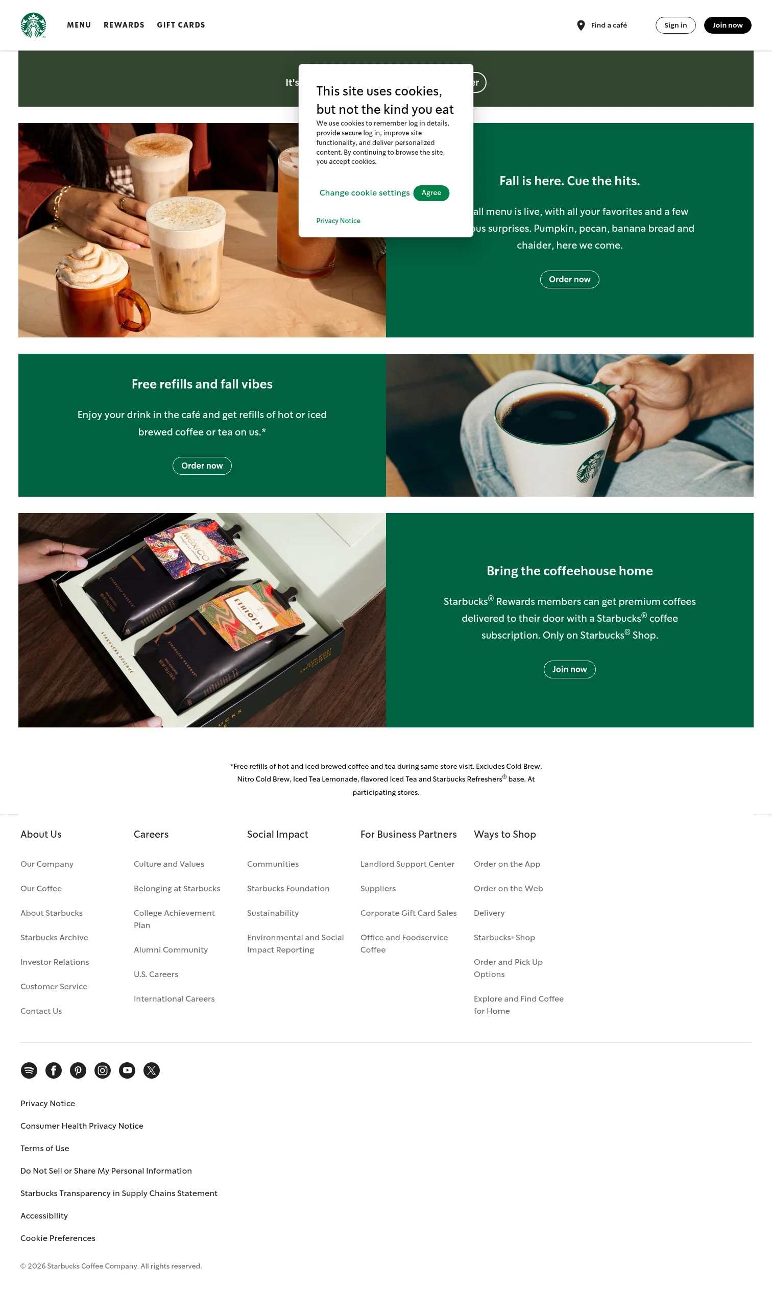 Starbucks Corporation landing page