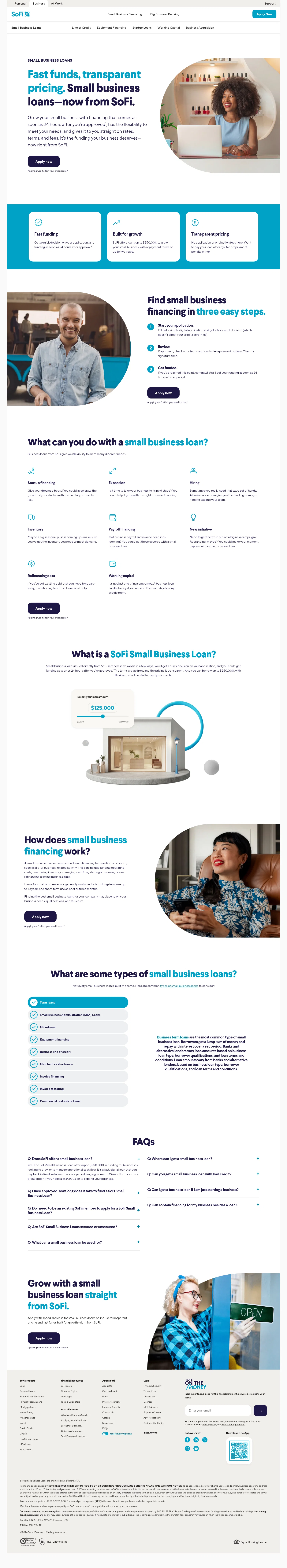 SoFi landing page