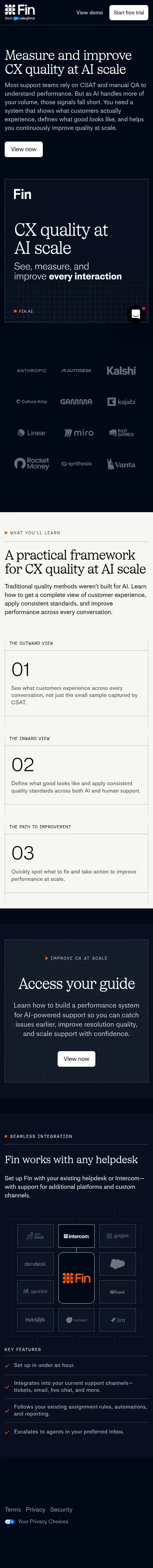 fin.ai/drlp/cx-quality-guide-abm on mobile, full screenshot