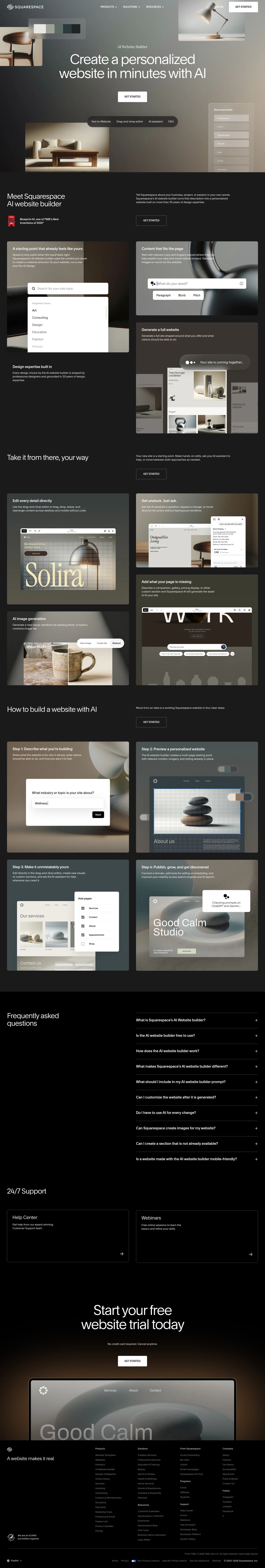 Squarespace landing page