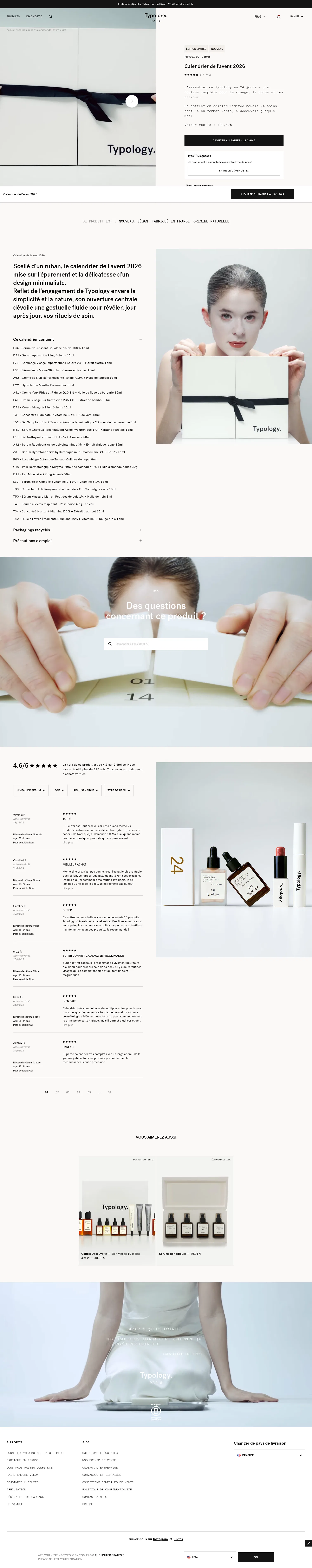 typology.com/products/calendrier-de-l-avent on desktop, full screenshot