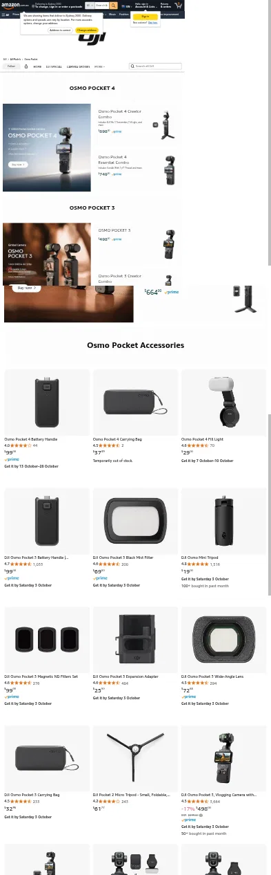 amazon.com.au/stores/DJI/page/3DD427D7-6A32-4A25-8FB2-93EEA2CF340D on mobile, full screenshot