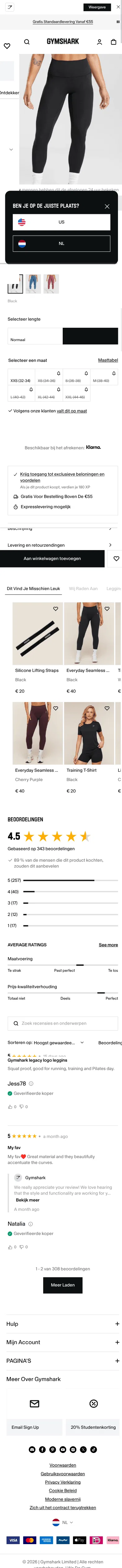 nl.checkout.gymshark.com/products/gymshark-legacy-regular-leggings-black-aw23 on mobile, full screenshot