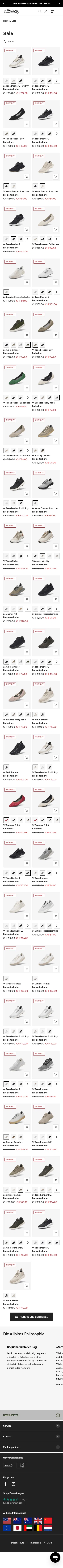 allbirds.ch/collections/sale on mobile, full screenshot