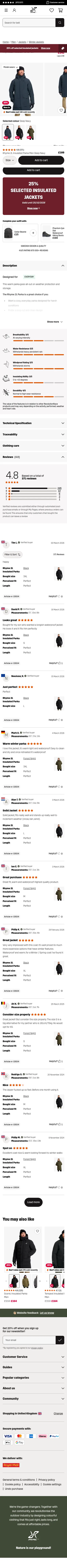 revolutionrace.co.uk/men/jackets/winter-jackets/rhyme-2l-insulated-parka-men on mobile, full screenshot