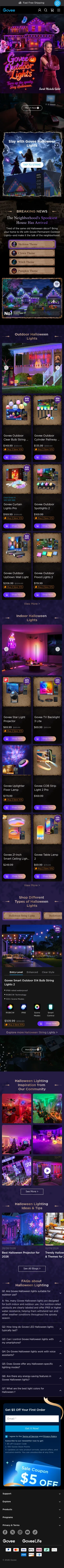 us.govee.com/pages/halloween-lights on mobile, full screenshot