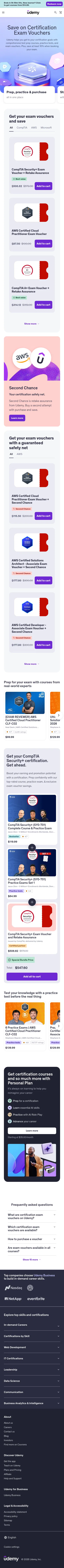 udemy.com/all-certification-vouchers on mobile, full screenshot