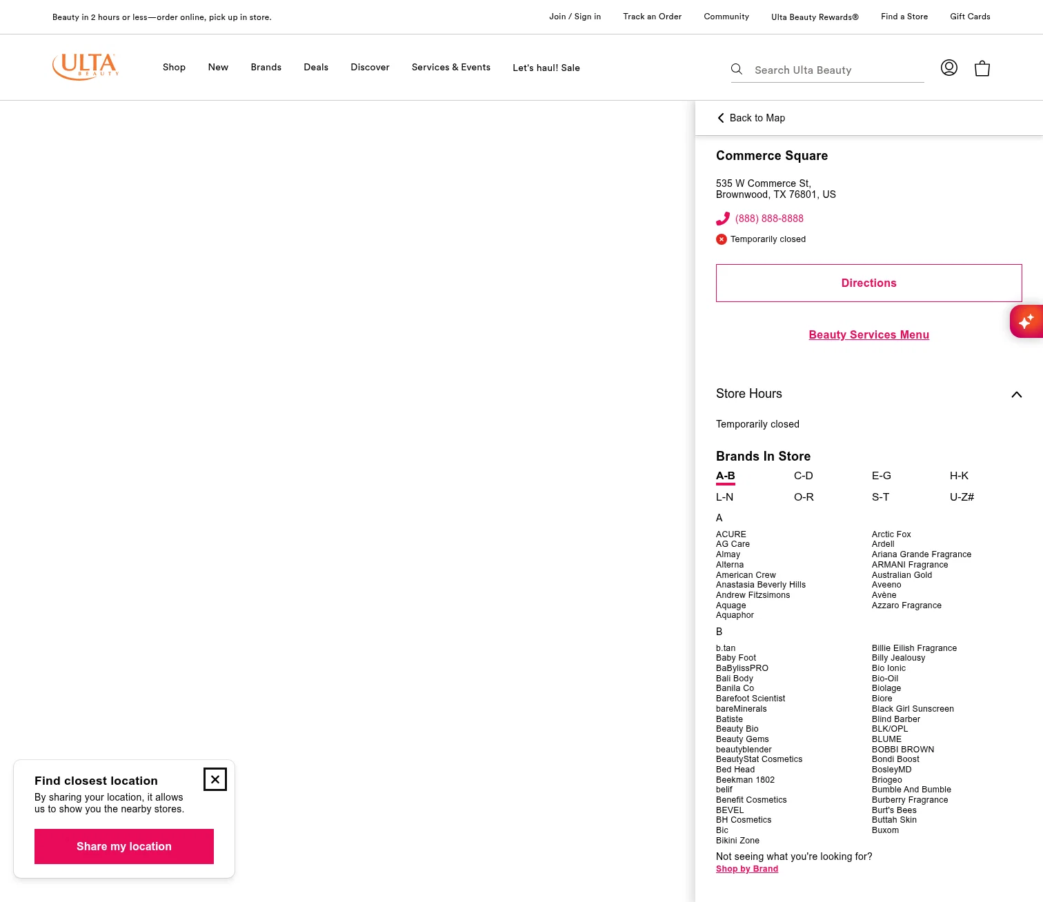 ulta.com/stores/brownwood-tx-1888 on desktop