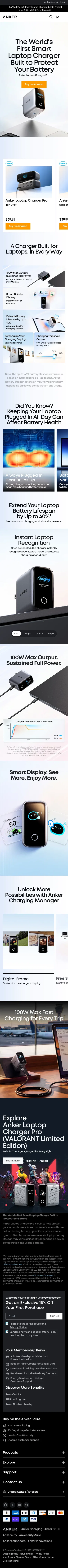 anker.com/anker-smart-laptop-charger-pro-boa on mobile, full screenshot