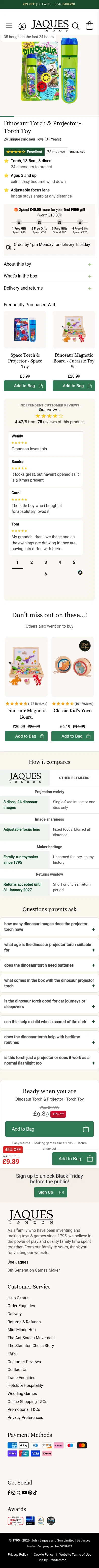 jaqueslondon.co.uk/products/dinosaur-torch-projector on mobile